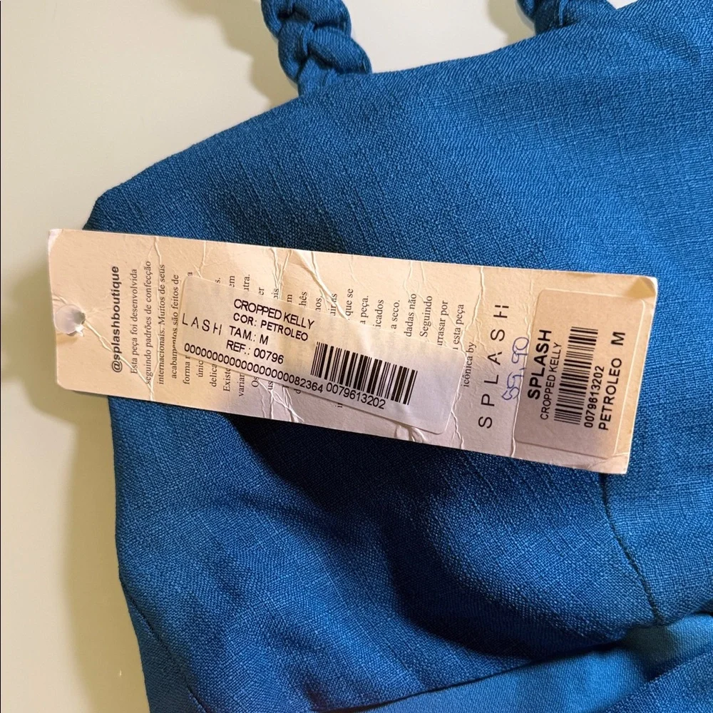 Splash Blue Braided Strap Tank Top